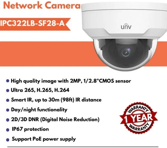 Uniview IPC324LB-SF28-A 4MP Vandal-resistant Network IR Fixed Dome Camera